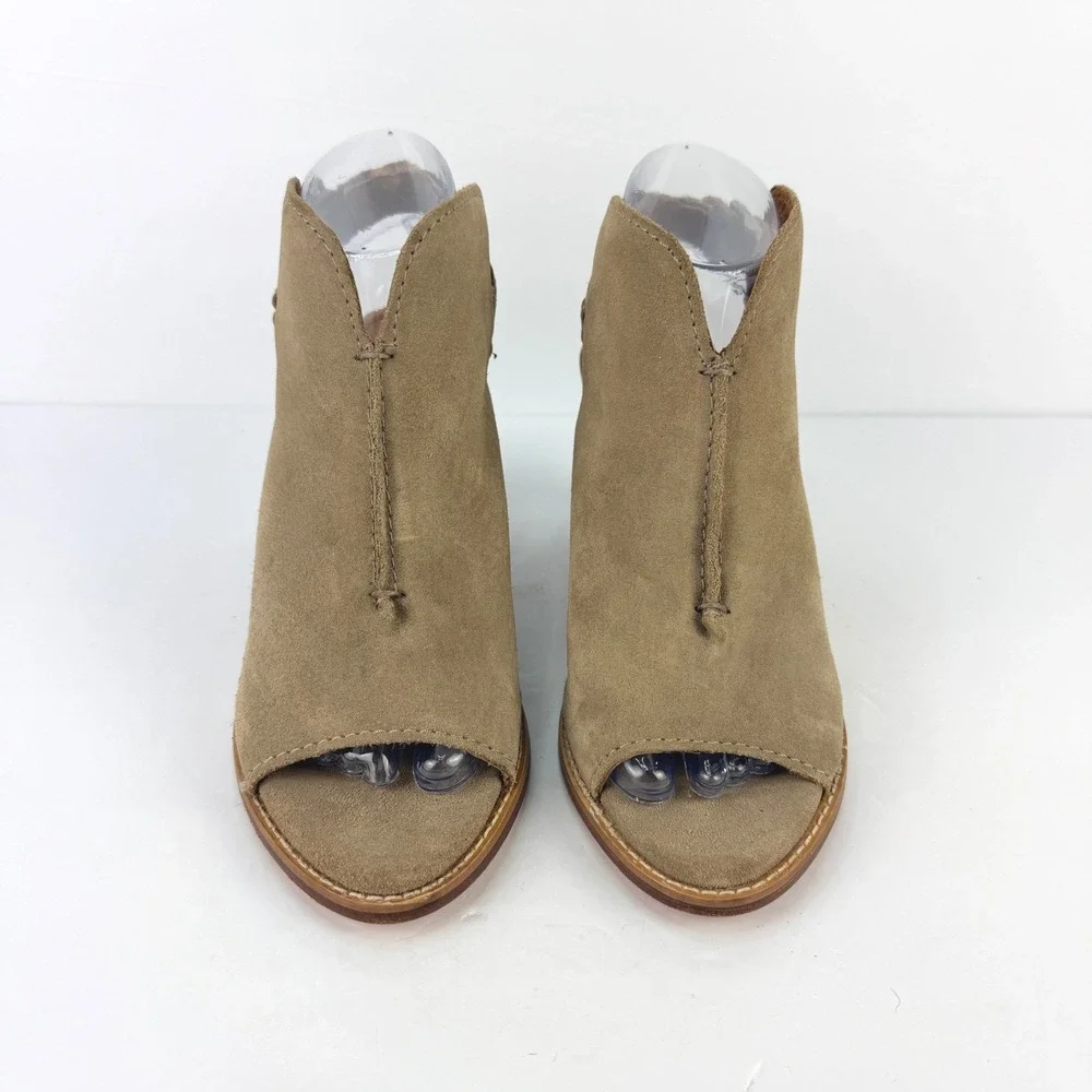 Frye Women 7.5 Courtney Ash Suede Slingback Peep Toe Heel Sandals Western Luxury
